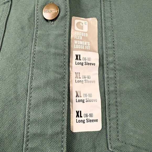 Carhartt Rugged Flex Women's Duck Canvas Overshirt Size XL NWT Green, OUtdoors - Picture 2 of 4